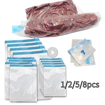 Manuálne Vákuové Stlačený Bag Roll Up Tesnenie Tašky Cestovné Priestor Displeja Oblečenie Organizátor Opakovane Skladacia Balenie Skladovanie Vriec