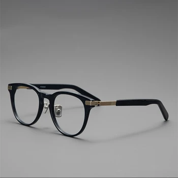 Japonské Ručné Retro Okrúhle Okuliare, Rám Mužov Vintage Titán Acetát Optické Okuliare Ženy Dizajn Značky Krátkozrakosť Okuliare