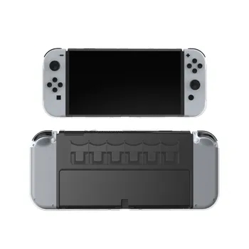 Jasné Prípade Chrániť Shell Pre Nintendo Prepínač OLED Transparentné Tvrdé puzdro S 6 Hra Karty Skladovanie Sloty Konzoly Príslušenstvo