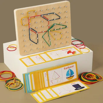 Deti Drevené Geometrický Tvar, Gumička Nailboard Hry Hračky Deti Matematický Model Poznávania Montessori Vzdelávacích Puzzle, Hračky