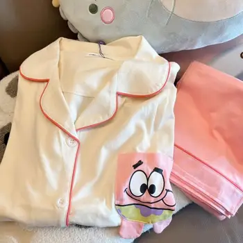 Nové Kawaii Pyžamo Roztomilý Patrick Star Doraemon Domáce Oblečenie s Dlhým Rukávom Vyhovovali Voľné Pohodlné Iny Narodeninám Darčeky pre Dievčatá