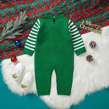 Novonarodené Dieťa, Chlapec, Dievča Vianočné Oblečenie S Dlhým Rukávom Elf Pletený Sveter Romper Spadajú Zimné Oblečenie