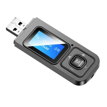 Bluetooth 5.0 Prijímač Vysielač Audio Adaptér LCD Displej 3,5 Mm Bezdrôtový Stereo Hudby Adaptér Pre TV, PC a Auto Reproduktorov