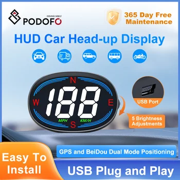 Auto Head-up Display H2, GPS Mph, Km/h HUD Digitálny Rýchlomer Head Up Displej Veľký Font Rýchlosť v Reálnom Čase Zobraziť