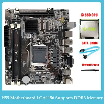 H55 Doske LGA1156 Podporuje I3 530 I5 760 Série CPU DDR3 Pamäte Doske +I3 550 CPU+SATA Kábel+Termálnej pasty Auta