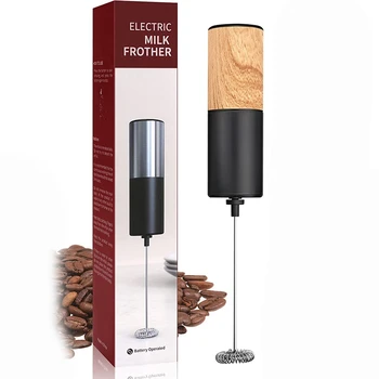 Elektrické Mlieko Frother Pena Maker, Mlieko Frother Kávy, Drevo Vzor Vytlačené, Ručné batériové Metla