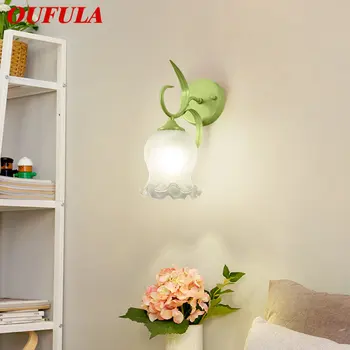 OUFULA Moderný Interiér Nástenné Svietidlo LED Kreatívne Kvetinové Dizajn Zelené Sklo Sconce Svetlo pre Domáce Spálňa Posteli Dekor