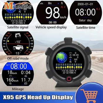 X95 GPS Head Up Display Horizontálny Sklon Meter Inclinometer Tachometra Automobilu Kompas Ihrisku Uhol Naklonenia nadmorská Výška zemepisná šírka Zemepisná dĺžka