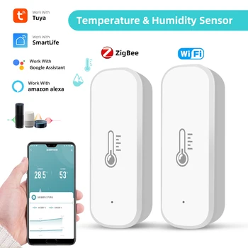 Tuya WIFI / ZigBee Smart Teplota A Vlhkosť, Senzor Napájaný z Batérií ZigBee Smart Home Security Pracovať S Alexa Domovská stránka Google