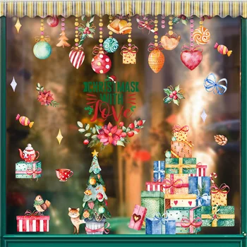 Okná Samolepky Vianočné Dekorácie pre Domov 2024 Nový Rok, Santa Stenu, Nálepky Navidad Darček Festival Xmas Party Dekor Okno