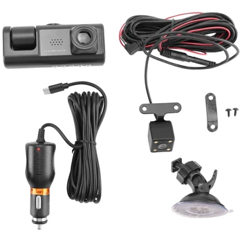 3 Objektív Kamery Auta DVR 3-Kanál Dash Cam HD 1080P Predné a Zadné Vnútri Dashcam Video Rekordér pre Nočné Videnie