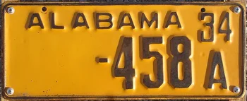 1934 Alabama Kovové Špz Auta Špz Hrdzavé Retro Špz Garáž Auto Club Bar Tin Znamení Kovu Doska Na Stenu