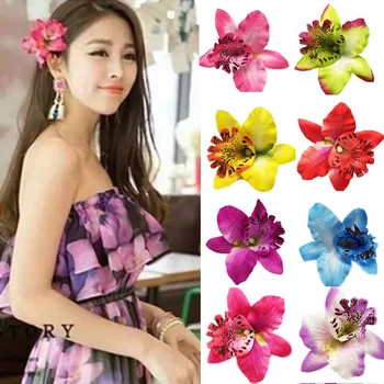 1PC Ručné Elegantné Thajsko Orchidea, Kvet sponky do Vlasov DIY Elegantné Boho Ženy, Dievčatá, sponky do vlasov Barrettes Hairgrips Vlasy Príslušenstvo