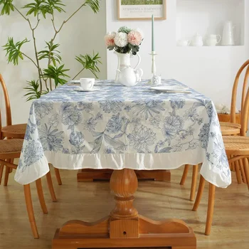stolik kawowy Chránič Obrus bawełniany wodoodporny olejoodporny niebieski som biały porcelanowy zadržanie obrus dekoracja