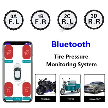 Motocykel Sledovanie Tlaku v Pneumatikách TPMS Bluetooth-Kompatibilné Systém Tlaku v Pneumatikách Senzory Bezdrôtové Android/IOS Moto Auto TMPS