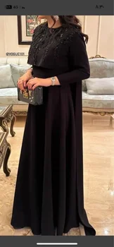 Saudská Arábia Ženy Prom Šaty riadok Večerných Šiat, Perlové Prehrabať S Cape Formálne Príležitosti Večer Party Šaty