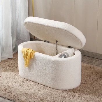Moderný minimalistický baránok cashmere textílie umenie obývacia izba skladovanie posteľ skladovanie stolice