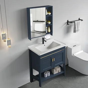 Svetlo Luxusná Kúpeľňa Umývadlo Kabinet Minimalistický Moderné Zrkadlo, Umývadlo Kabinet Kúpeľňa Márnosť, Skrinka Na Odkladanie Vecí Kúpeľňový Nábytok