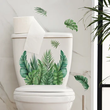 Zelené Rastliny, Listy Wc Nálepky Kúpeľňa Wc Skrinky Umenie Obtlačky Domáce Dekorácie Skrášliť samolepiace Tapety