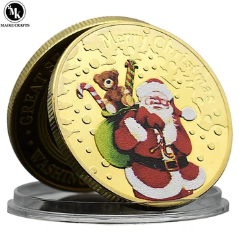 Happy Christmas Pamätné Mince Santa Claus, Soby Kovové Remesiel Domáce Dekorácie Mince Kolekcie Darček