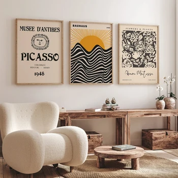 Nordic Moderné Výstava Matisse Bauhaus Picasso Wall Art Plátno Na Maľovanie Plagáty, Obrázky, Obývacia Izba Domova