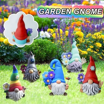 1pc Záhradný trpaslík Socha Gnome Vonkajšie Vitajte Prihláste sa Ručne maľované A Špeciálny Povlak, odolný proti Poveternostným vplyvom Slnka-ochrana Vonkajší Dekor