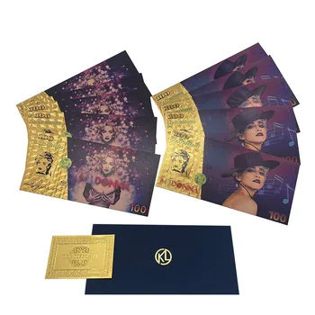 10 ks/veľa Populárne Hviezdy Speváčka Madonna Zlaté Bankovky, Zlaté lístky Na Pamätné Zber Dekorácie Suvenír Darček