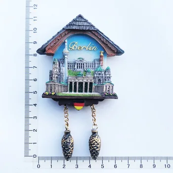 Berlín drevený dom Kukučkové hodiny Magnety na Chladničku Cestovné 3D Pamätník Magnetické Chladnička