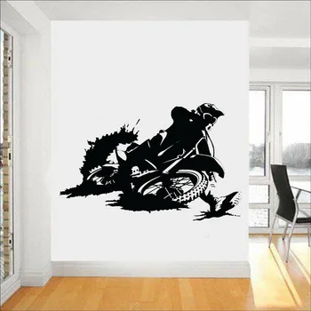 Motorka Stenu Odtlačkový Dirt Bike Extrémne Športy Vinyl Okno Nálepky Teens Spálňa Muž Jaskyňa Domova Motocykel Tapety E384