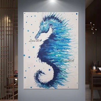 Zviera Umenie Stenu Abstraktné Plátno Roll Hot Predaj Frameless Modrá Farba Dizajnu Textúru, Obrázok, Lacné, Veľkoobchod Maľovanie Príklady