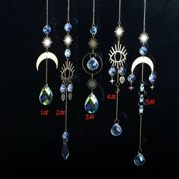 1PCS Mesiac, Slnko Catcher, Rainbow Crystal,Krištáľ Visí Prism,Crystal Suncatcher,Zavesenie Dekorácií, Pstruh Maker