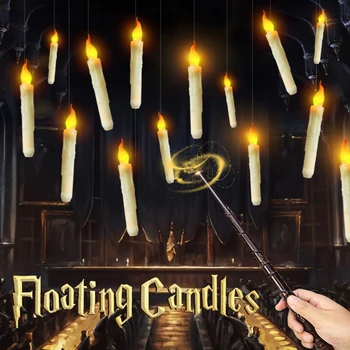 12-36Pcs Plávajúce LED Sviečky s Čarovná Palička Diaľkové Flameless Kužeľ Visí Sviečky Halloween Home Party Dekorácie sviečkach