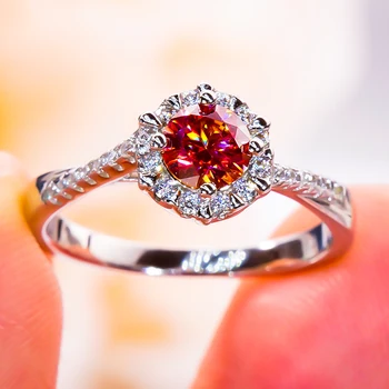 1 Karát Morgan Ružové Svadobné D Farba Moissanite Diamantový Prsteň Pre Ženy 925 Sterling Silver Platinované Svadobné Jemné Šperky
