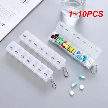 1~10PCS Plastové Pilulku Box Prenosný Nádherné Troch farieb Plastových 7 Tabletku Lieku Úložný Box Drog Oddelenie Pilulku Prípade