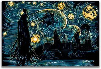 Hviezdna Noc Dementors Tému Olejomaľba Na Plátne Wall Art