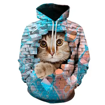 3D Vytlačené Cute Cat Hoodies Pre Mužov, Ženy, Dlhý Rukáv Bežné Nadrozmerné Pulóver Mikina Top Streetwear Sudaderas Para Hombres