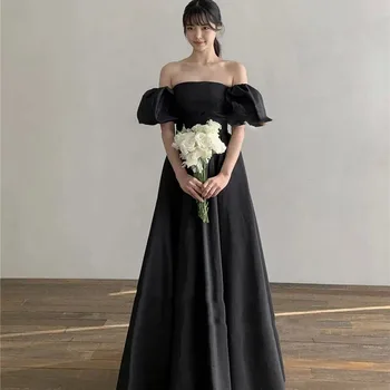 Čierne Čiary Taft Dlhé Večerné Party Šaty S Bolero Kórea Ženy Formálne Šaty Jednoduché Akcie, Prom Šaty 4 StyleCL-510