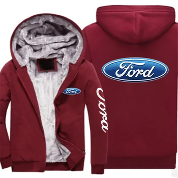 2023 Nové Tlač Mužov Ford Auto Logo Streetwear Hoodies Mikina Jeseň A V Zime Fleece Hrubý Kabát S Kapucňou Bundy