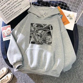 Escher hoodies ženy y2k estetické estetické Fleece anime hoddies žena grafické sveter