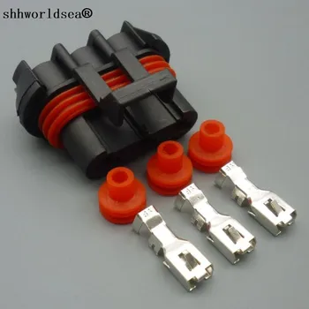 Shhworldsea 3 kolík 6,3 MM auto nepremokavé drôty vedenia kábla samica konektor Plug 12124685