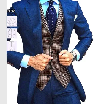 Šité na mieru, pánske Obleky Formálne Business Office Nosenie Singel svojim Sako Groomsman Smoking Mužskej Módy 3 Kusy Oblečenia 2024