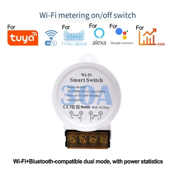 Smart Power Monitorovanie Prepnite položku WiFi Ovládanie 30A 90-250V AC Pre Tuya Merania spotreby Energie Hlasové Ovládanie Aplikácie Diaľkové Ovládanie