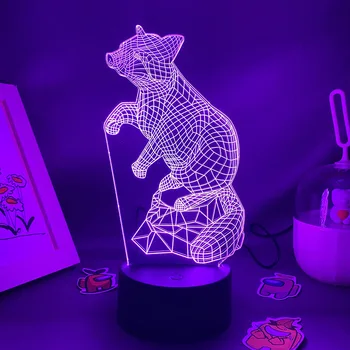 Roztomilý Zvierat Racoon 3D LED Lava Lampa pre Dieťa Batérie, Neónové Nočné Osvetlenie Farebné Darček Pre Dieťa Dieťa Kawai Spálňa Stôl písací Stôl Dekor