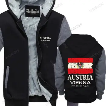 muži zime teplé čierne hoody Rakúska Vlajka Mužov bunda Digitálna Tlač s kapucňou Rakúsko Viedeň muž hrubé hoodies euro veľkosť