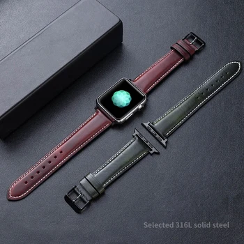Kožený remienok Pre Apple hodinky kapela 41mm 45 mm 44 mm 40 mm 38 mm 42mm Originálny kožený Náramok iWatch Series 7 6 se watchband