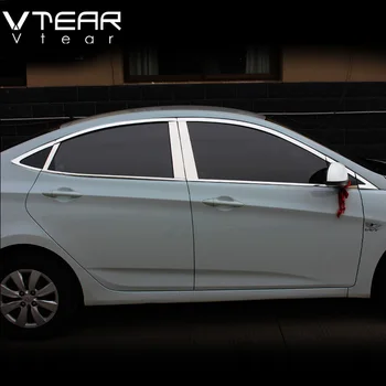 Vtear Pre Hyundai Solaris príslušenstvo okno orezania kryt Exteriéru karosérie dekorácie chrome auto-styling produkty príslušenstvo 2011 2014